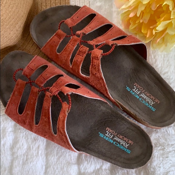 skechers red sandals